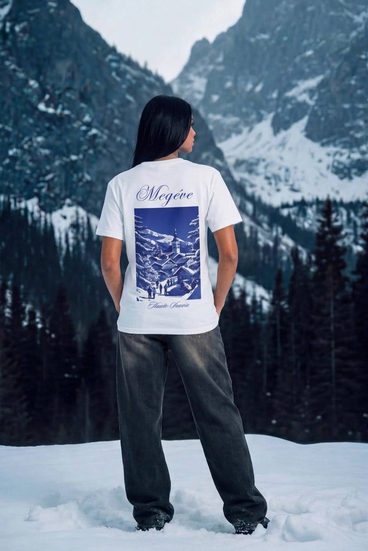Megève Vintage Ski Village T-Shirt | French Alps Winter Scene