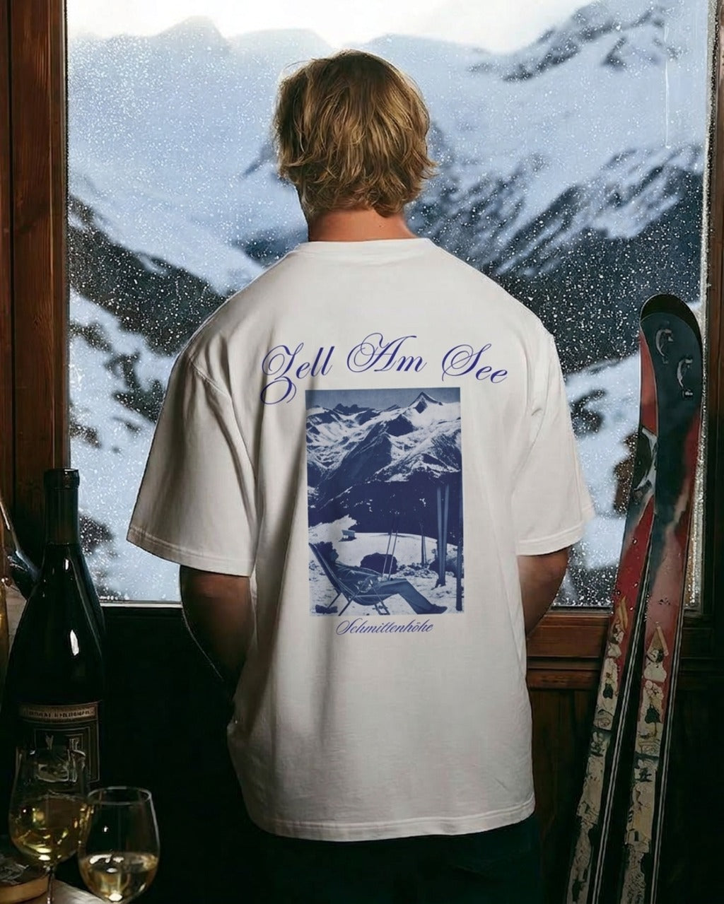 Zell Am See Ski Mountains Graphic T-Shirt | Vintage Alpine Scene